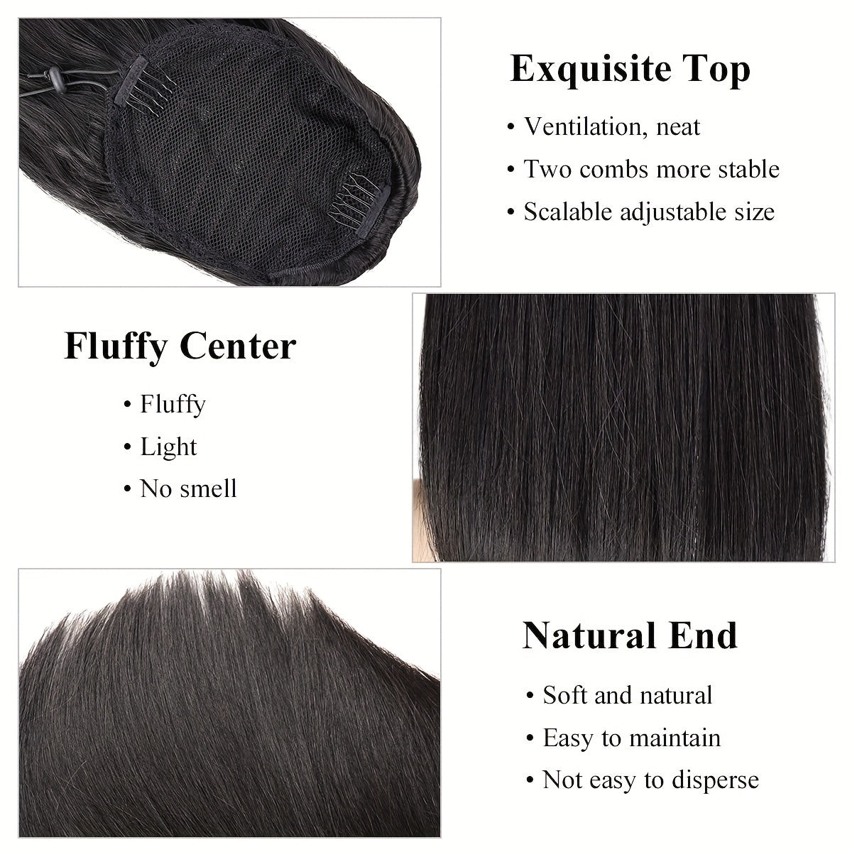 36inch Long Ponytail Hair Extensions, 36 Inch Long Straight Drawstring Ponytail Synthetic Fake Ponytail Soft Clip-In Hair Extensions Ponytail Women's Daily Wear Holiday Party Wear Halloween Christmas