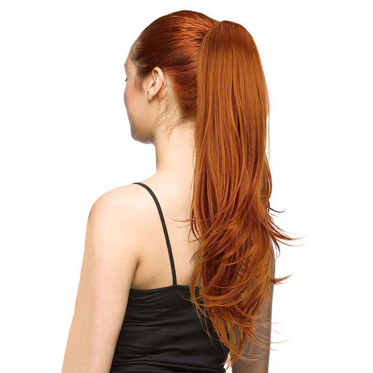 1pc Women'S 50.8 cm Long Orange Body Wave Claw Clip Ponytail Extension, Synthetic Hairpiece for Basic Style