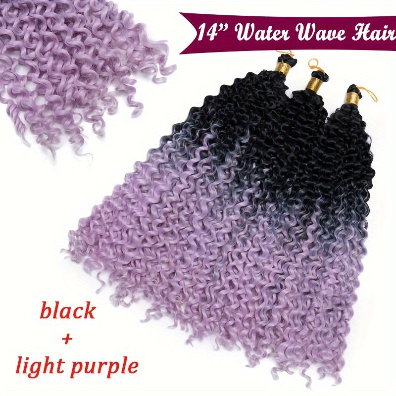 14inch/35cm Handmade 3Packs Afro Water Wave Crochet Hair Deep Wave Weaving Braid Synthetic Hair Extensions Hairpiece Kinky Curly Ocean Braids Hairpieces Ombre Bundles Bulk Hair Halloween Christmas Party Daily Use For Black Women