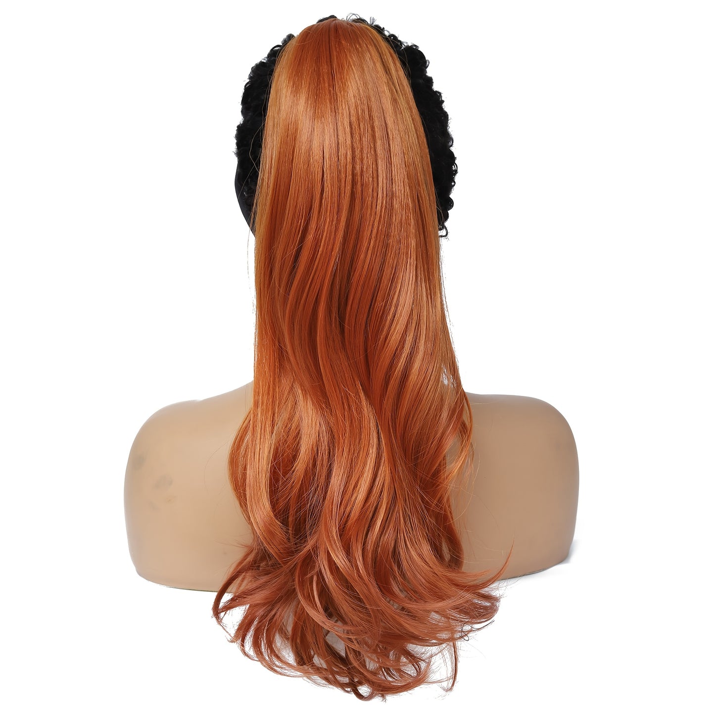 1pc Women'S 50.8 cm Long Orange Body Wave Claw Clip Ponytail Extension, Synthetic Hairpiece for Basic Style