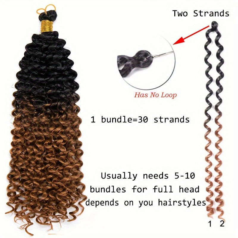 14inch/35cm Handmade 3Packs Afro Water Wave Crochet Hair Deep Wave Weaving Braid Synthetic Hair Extensions Hairpiece Kinky Curly Ocean Braids Hairpieces Ombre Bundles Bulk Hair Halloween Christmas Party Daily Use For Black Women