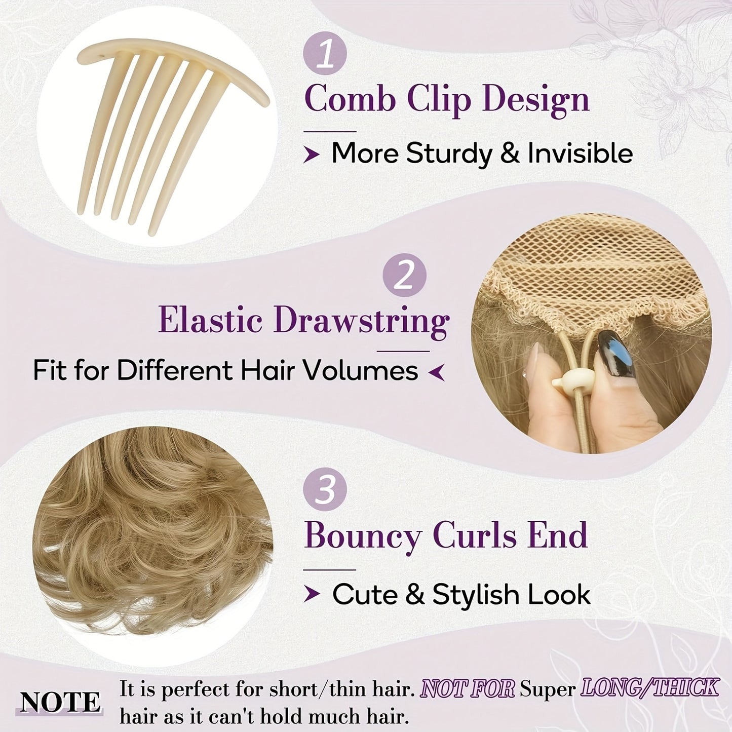 10" Wavy Clip-In Ponytail Hair Extension for Women - Synthetic Blonde Drawstring Hairpiece, Voluminous Curly Style, Easy-to-Use Comb Attachment for Daily Wear