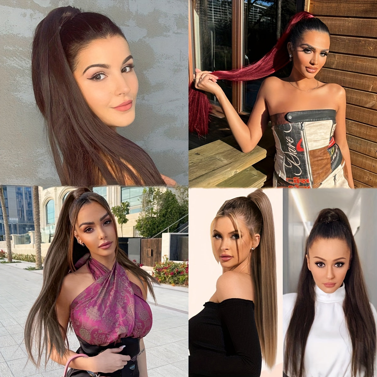 91.44cm Long Ponytail Hair Extensions, 91.44 cm Long Straight Drawstring Ponytail Synthetic Fake Ponytail Soft Clip-In Hair Extensions Ponytail Women's Daily Wear Holiday Party Wear Halloween Christmas