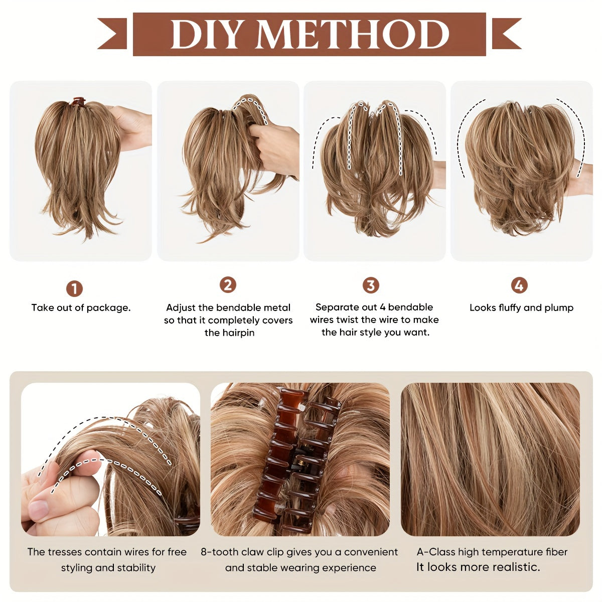 Instant Updo Hair Piece - Messy Bun, Short Synthetic Ponytail, And Chignon Extensions For Women- Claw Clip Hair Extension For Effortless Style Halloween Christmas