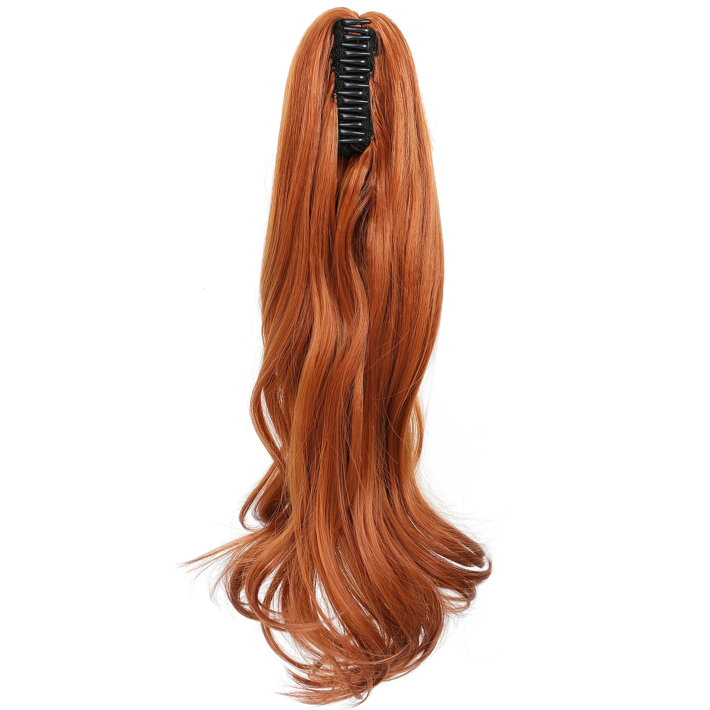 1pc Women'S 50.8 cm Long Orange Body Wave Claw Clip Ponytail Extension, Synthetic Hairpiece for Basic Style