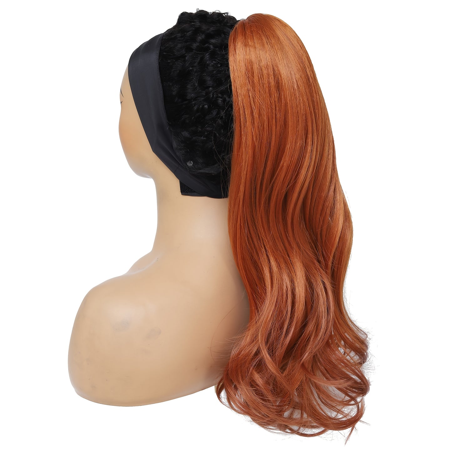 1pc Women'S 50.8 cm Long Orange Body Wave Claw Clip Ponytail Extension, Synthetic Hairpiece for Basic Style