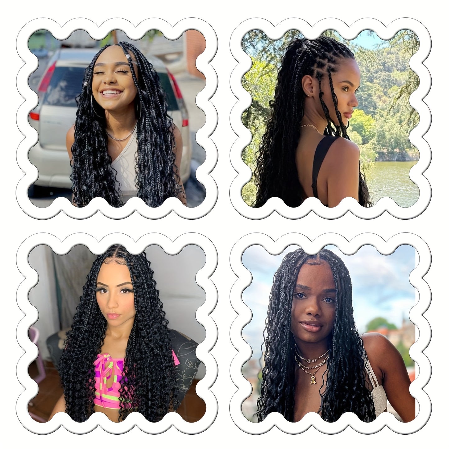 8 Pack Pre-Looped Boho Box Braids Crochet Hair Extensions - 45.72cm Afro Curly/Kinky Synthetic Heat Resistant & Tangle-Free, Unisex Bohemian Braids for Women & Men, Versatile for Casual & Formal Styles, Stylish Updo Accessory, Boho Hair Accessories