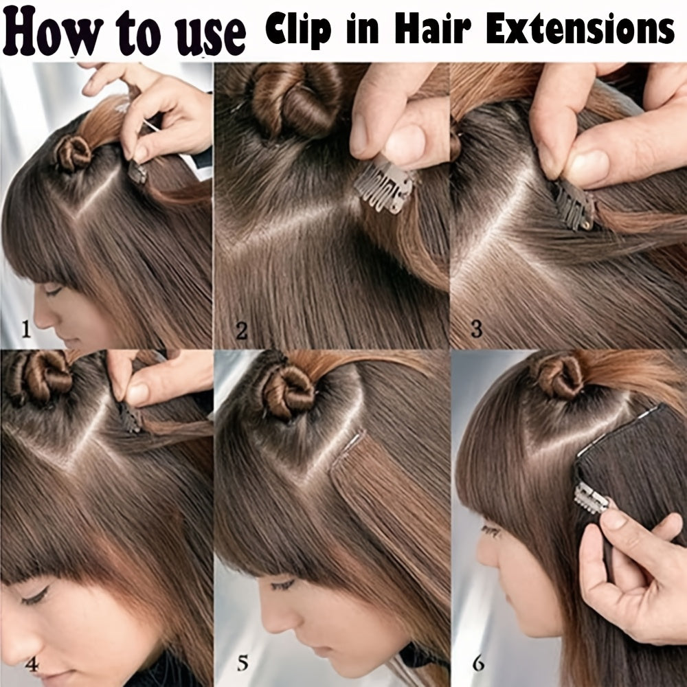 43.18 cm 8pcs 18 Clips Hair Extensions Clip Ins, Curly Synthetic Clip In Hair Extensions