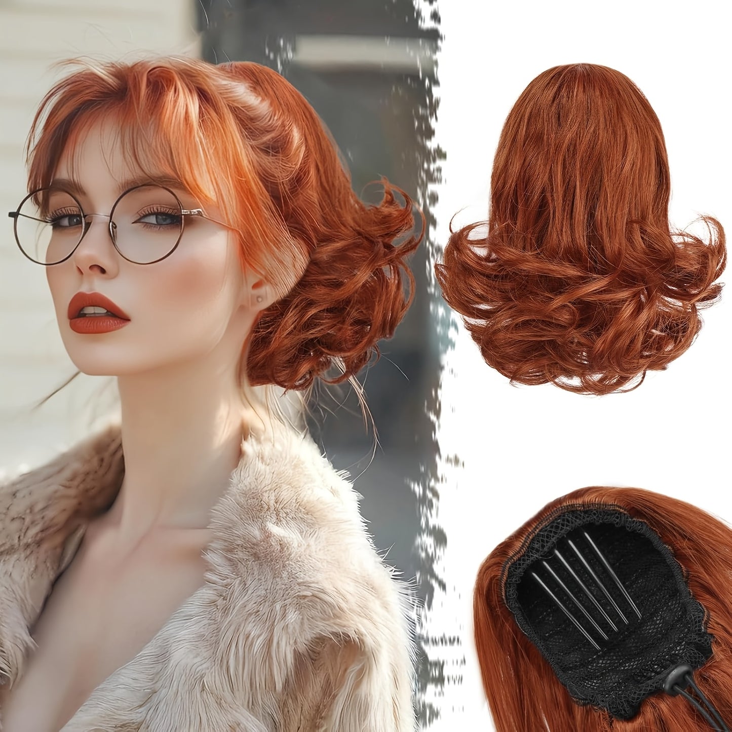 10" Wavy Clip-In Ponytail Hair Extension for Women - Synthetic Blonde Drawstring Hairpiece, Voluminous Curly Style, Easy-to-Use Comb Attachment for Daily Wear
