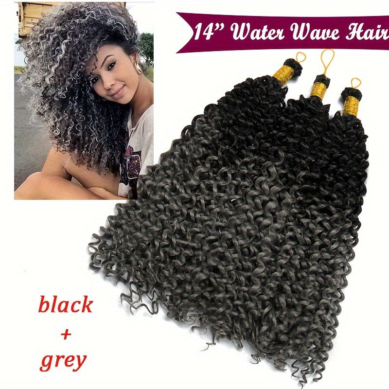 14inch/35cm Handmade 3Packs Afro Water Wave Crochet Hair Deep Wave Weaving Braid Synthetic Hair Extensions Hairpiece Kinky Curly Ocean Braids Hairpieces Ombre Bundles Bulk Hair Halloween Christmas Party Daily Use For Black Women