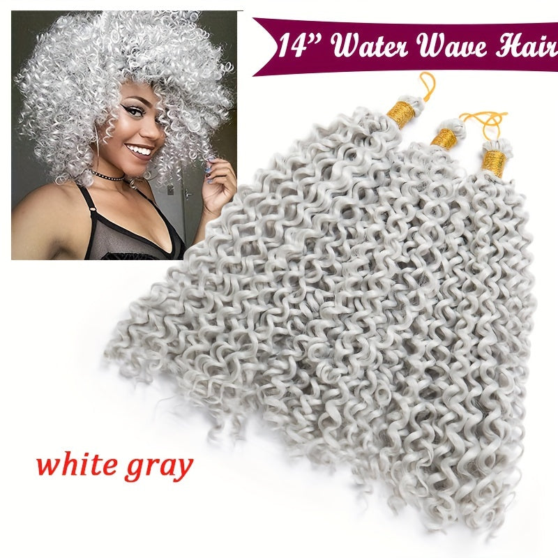 14inch/35cm Handmade 3Packs Afro Water Wave Crochet Hair Deep Wave Weaving Braid Synthetic Hair Extensions Hairpiece Kinky Curly Ocean Braids Hairpieces Ombre Bundles Bulk Hair Halloween Christmas Party Daily Use For Black Women