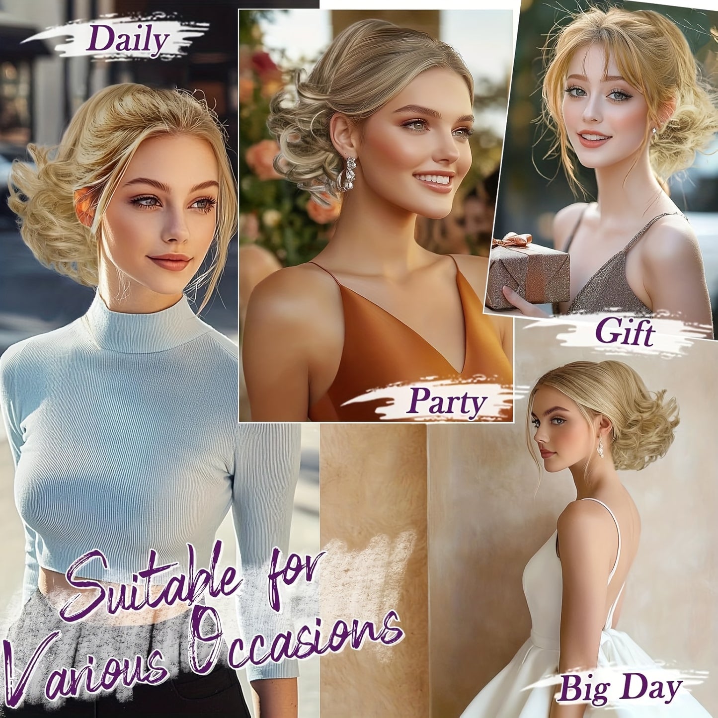 10" Wavy Clip-In Ponytail Hair Extension for Women - Synthetic Blonde Drawstring Hairpiece, Voluminous Curly Style, Easy-to-Use Comb Attachment for Daily Wear