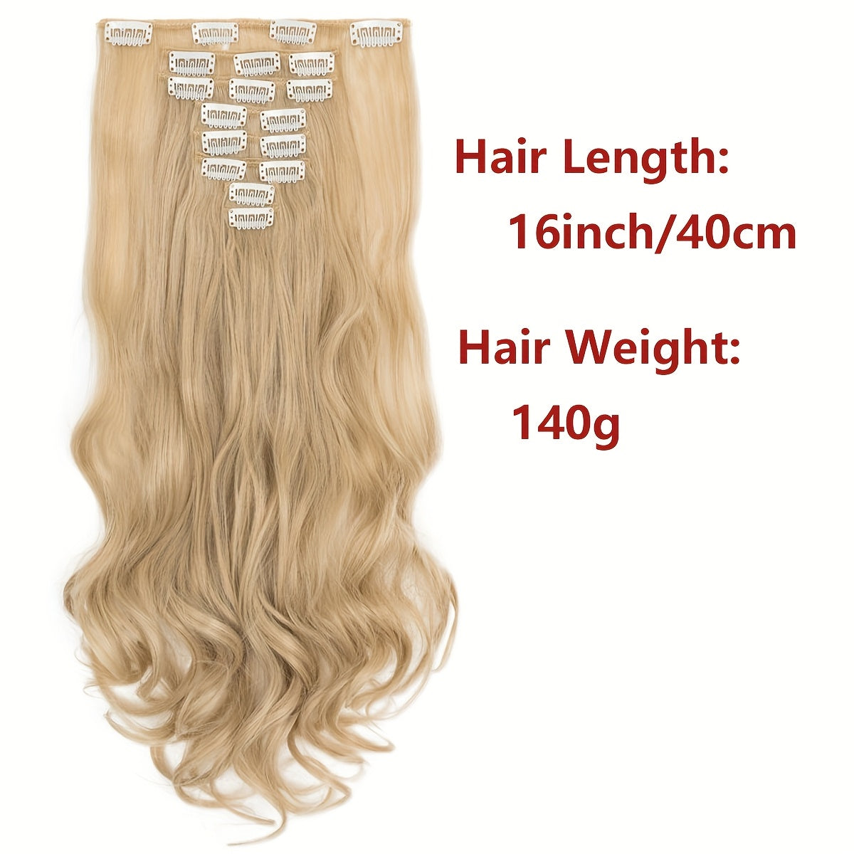 43.18 cm 8pcs 18 Clips Hair Extensions Clip Ins, Curly Synthetic Clip In Hair Extensions