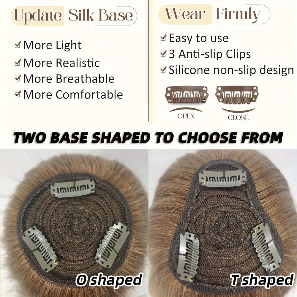 360° Full Head Coverage Human Hair Topper Wig with Bangs - Straight Clip-In Hairpiece for Thinning Hair & Volume Boost, #6 Color Hair Extensions for Women, Natural Look & Versatile Styling, Hair Wig, Hair Volume Enhancer, Silky Smooth Texture