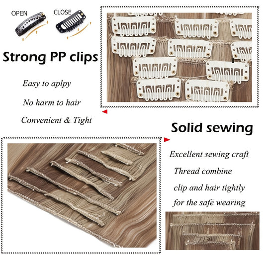 43.18 cm 8pcs 18 Clips Hair Extensions Clip Ins, Curly Synthetic Clip In Hair Extensions