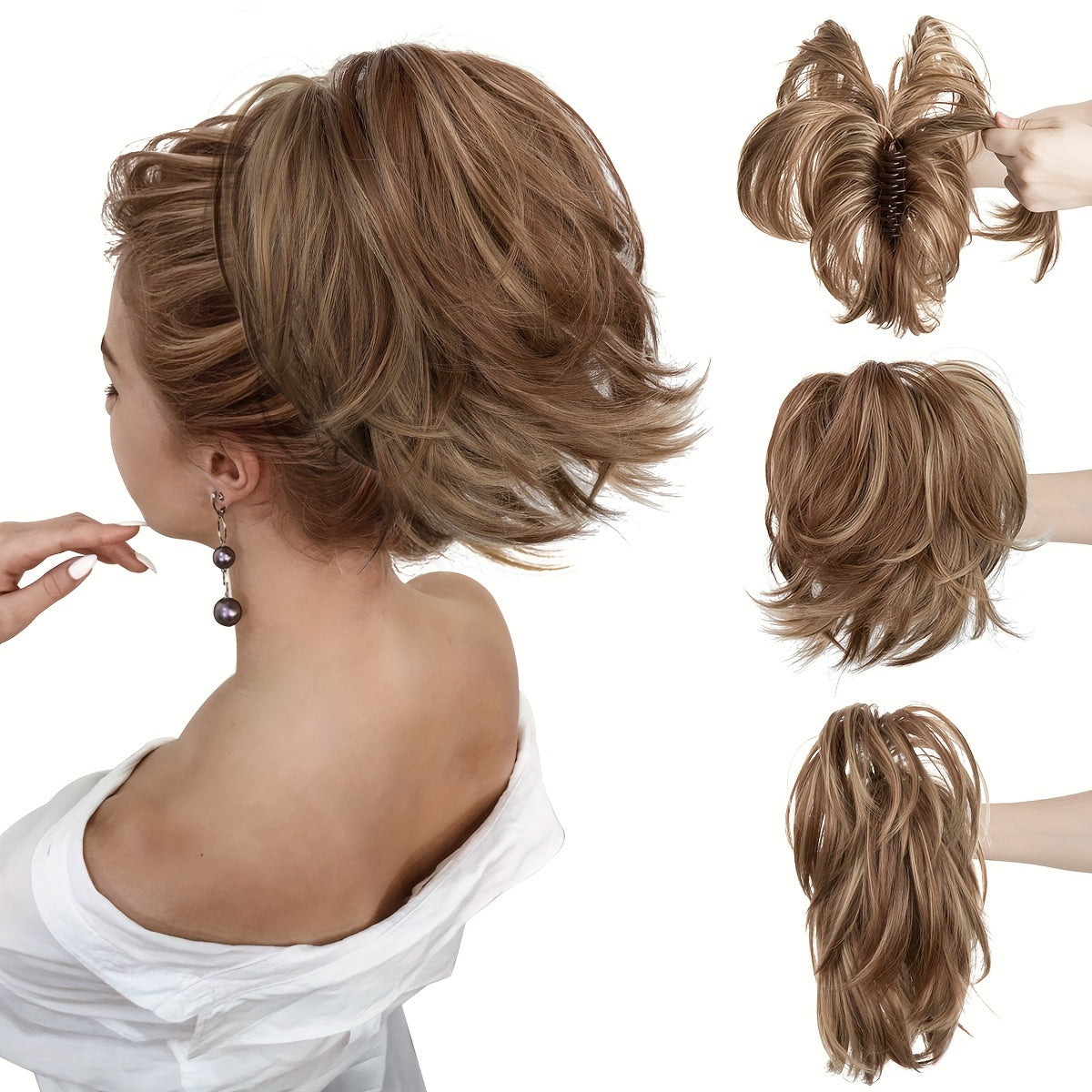 Instant Updo Hair Piece - Messy Bun, Short Synthetic Ponytail, And Chignon Extensions For Women- Claw Clip Hair Extension For Effortless Style Halloween Christmas