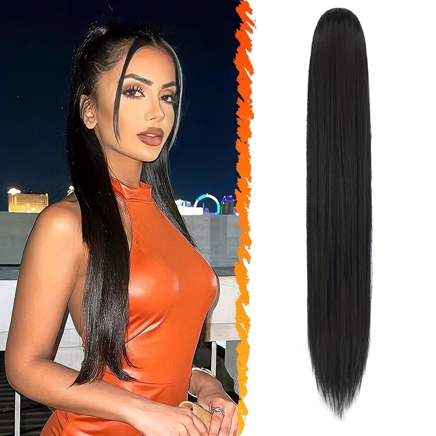 BARSDAR 66.04cm Straight Brown Clip-In Ponytail Hair Extensions - Heat-Resistant Synthetic Fiber Ponytail with Multi-Layered Hair Tail & Drawstring Closure, Natural-Looking Volume & Shine for Women, Daily Use & Special Events (No Maintenance Required)