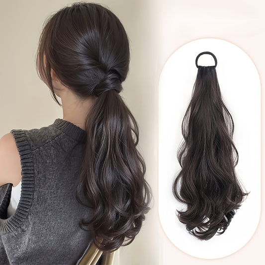 50.8cm Elegant Loose Wave Synthetic Ponytail Hair Extension - Heat Resistant Fiber, Non-Slip Rubber Band, Low Tie Accessory for Women, Natural Layered Ponytail Look, Suitable for All Ethnicities, Ponytail Hair Extension