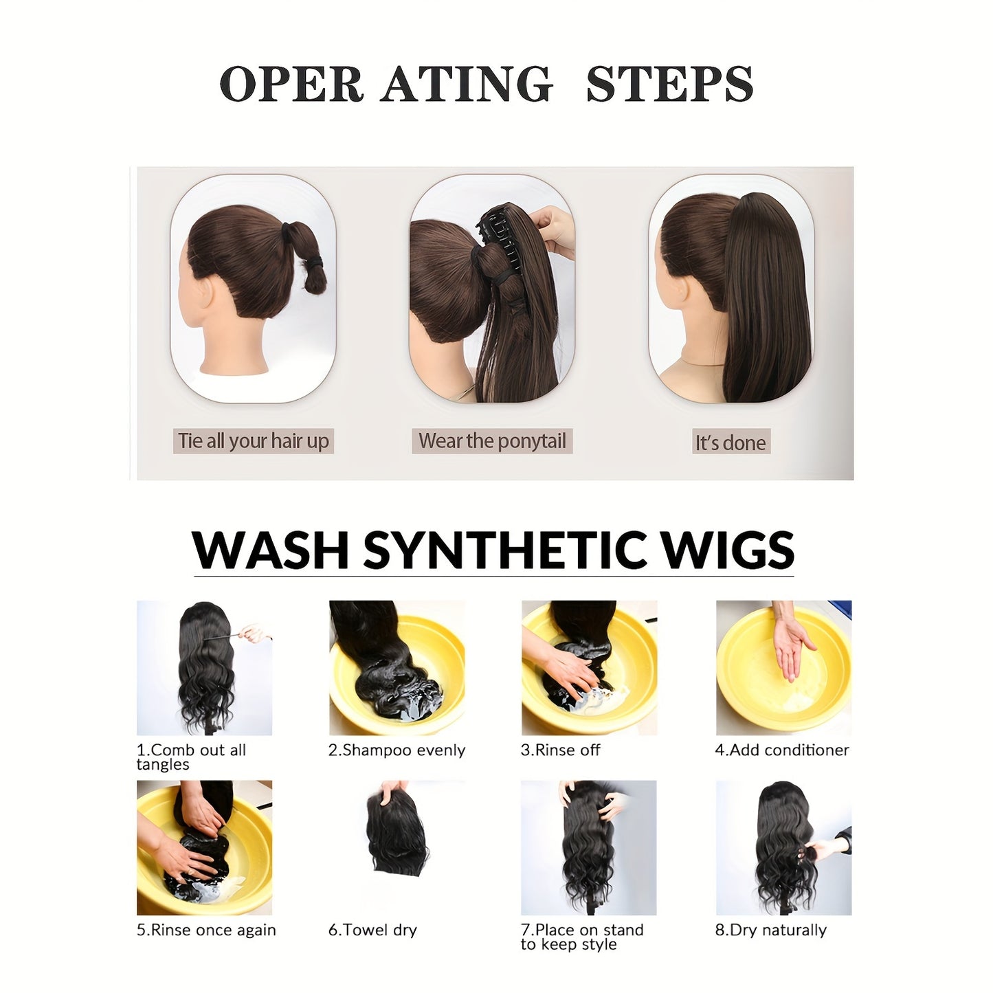 Claw Ponytail Extension 24 inch Water Wave big Wavy Curly Clip in Hair Extensions Soft Looking Synthetic Hairpiece for Women black with red