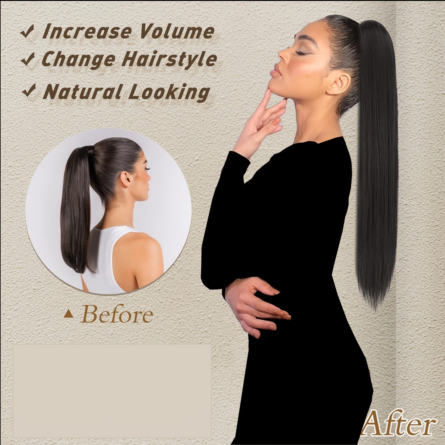 BARSDAR 66.04cm Straight Brown Clip-In Ponytail Hair Extensions - Heat-Resistant Synthetic Fiber Ponytail with Multi-Layered Hair Tail & Drawstring Closure, Natural-Looking Volume & Shine for Women, Daily Use & Special Events (No Maintenance Required)