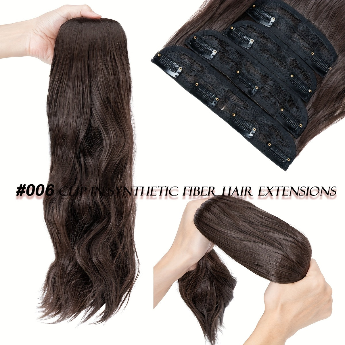 Clip In Hair Extensions Synthetic Fiber Hair, 55.88 cm 185g 4pcs 11clips Clip In Synthetic Hair Coloured Remy Long Kinky Curly Natural Soft Hairpieces For Women, Use For Daily Party, Wedding, Outgoing To Add Volumn To Show Your Beauty