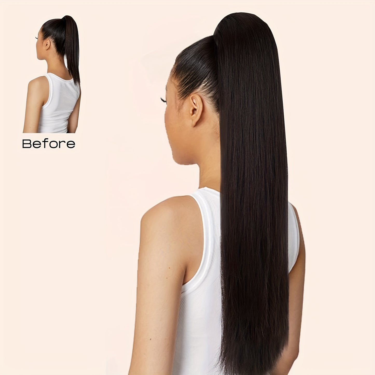91.44cm Long Ponytail Hair Extensions, 91.44 cm Long Straight Drawstring Ponytail Synthetic Fake Ponytail Soft Clip-In Hair Extensions Ponytail Women's Daily Wear Holiday Party Wear Halloween Christmas
