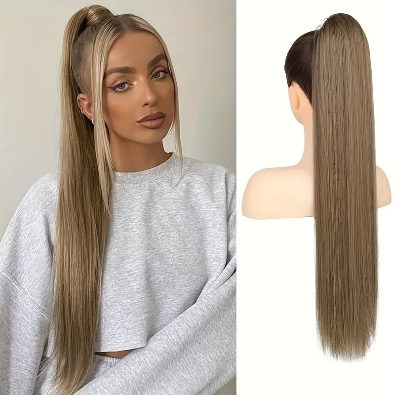 91.44cm Long Ponytail Hair Extensions, 91.44 cm Long Straight Drawstring Ponytail Synthetic Fake Ponytail Soft Clip-In Hair Extensions Ponytail Women's Daily Wear Holiday Party Wear Halloween Christmas