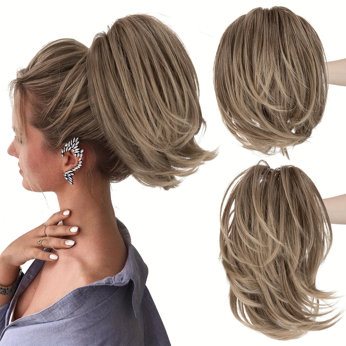 Instant Updo Hair Piece - Messy Bun, Short Synthetic Ponytail, And Chignon Extensions For Women- Claw Clip Hair Extension For Effortless Style Halloween Christmas