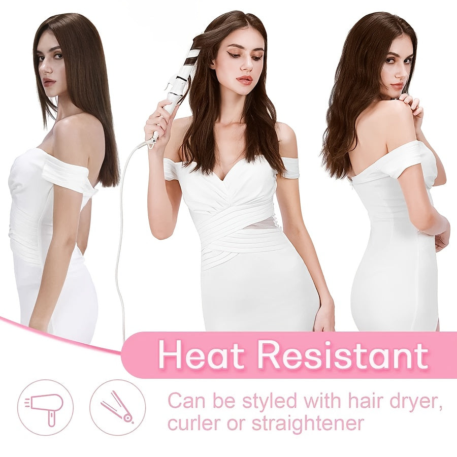 8pcs Long Clip-In Hair Extensions - Voluminous Waves, Light to Dark Brown Gradient, Synthetic Fiber Hairpiece with Clips for Women - Wedding, Party, Everyday Volume & Length - Adds Instant Length & Body