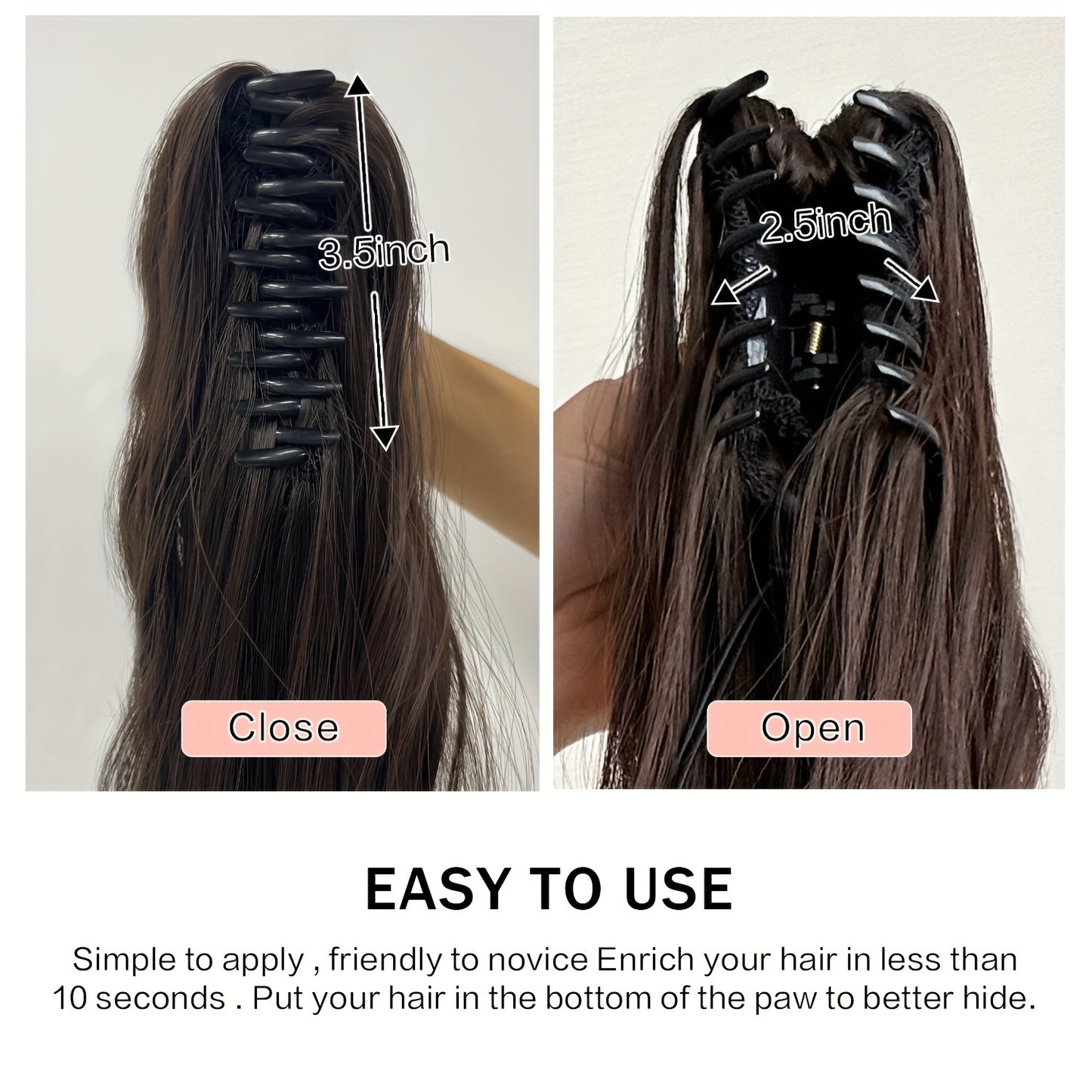 Claw Ponytail Extension 24 inch Water Wave big Wavy Curly Clip in Hair Extensions Soft Looking Synthetic Hairpiece for Women black with red