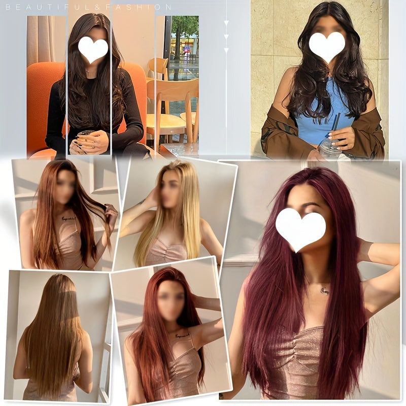 8pcs/Set Clip In Hair Extensions Straight 23inch/58cm Long Thick Synthetic Hair Piece High Temperature Fiber Double Weft Heat Resistant Fiber 8pcs Full Head Clip In Hairpieces Highlight Pure Colors for Women Daily Party Festival Gift