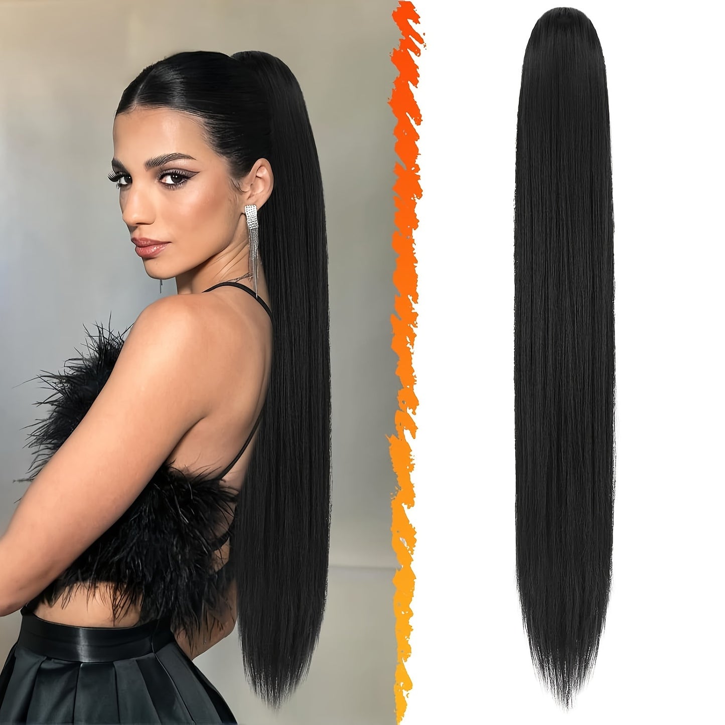BARSDAR 66.04cm Straight Brown Clip-In Ponytail Hair Extensions - Heat-Resistant Synthetic Fiber Ponytail with Multi-Layered Hair Tail & Drawstring Closure, Natural-Looking Volume & Shine for Women, Daily Use & Special Events (No Maintenance Required)