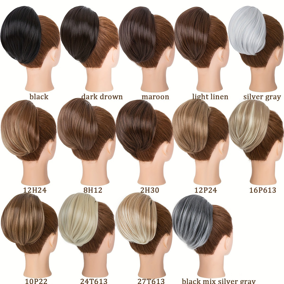 Detachable Long Comb Clip Style Bun Ponytail Drawstring Ponytail Hair Extensions Bun Wig Women's Short Ponytail Bun Halloween