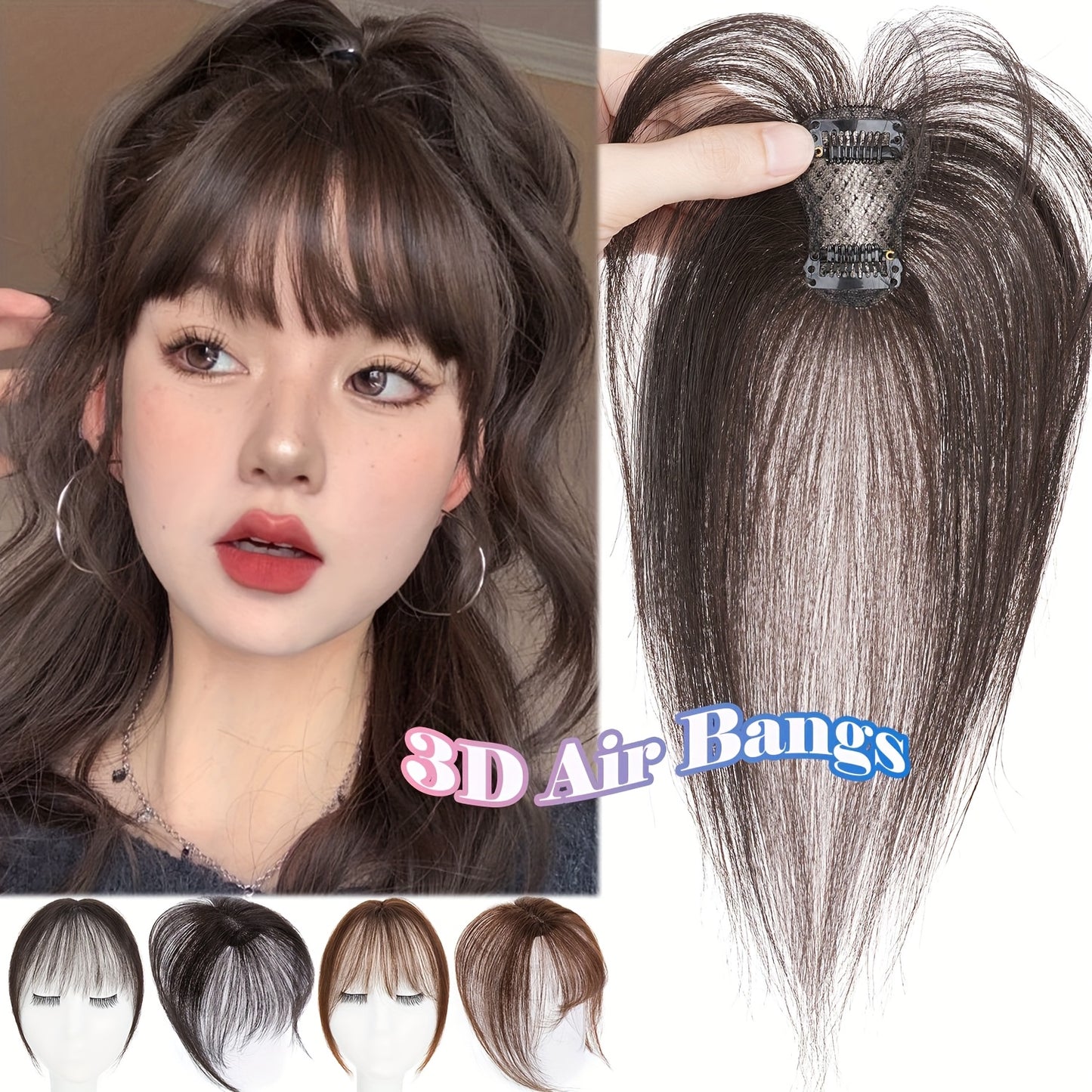 Mother's Day Thin 3D Wispy Air Fringe Bangs Clip in 100% Real Remy Human Hair Front Hairpiece 360° Cover Easy to Install Black Brown