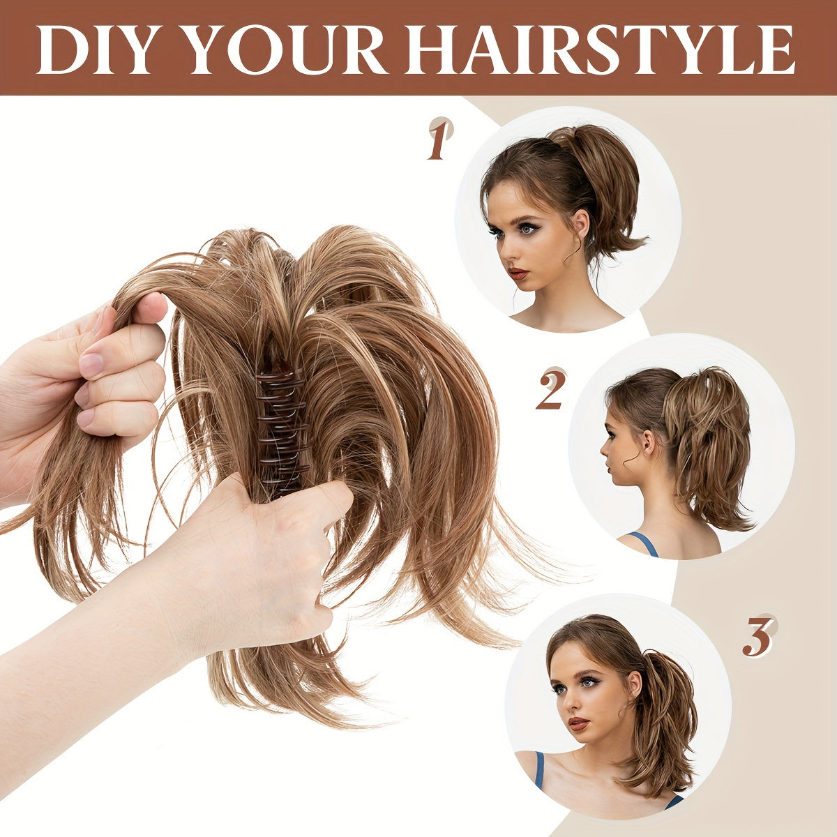 Instant Updo Hair Piece - Messy Bun, Short Synthetic Ponytail, And Chignon Extensions For Women- Claw Clip Hair Extension For Effortless Style Halloween Christmas