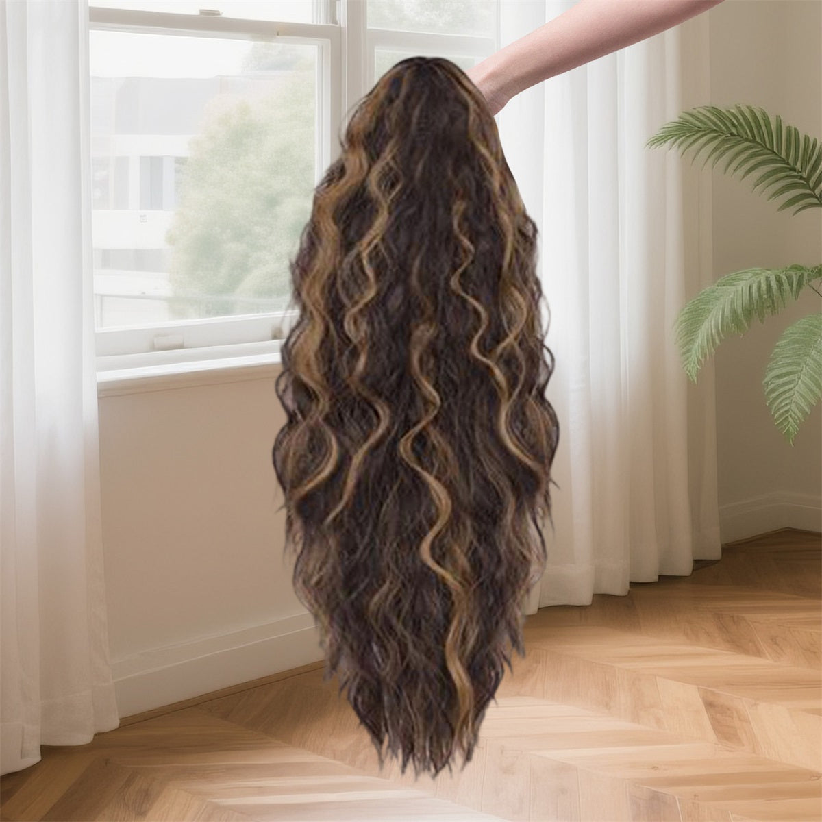 Long Wavy Ponytail Extension for Women - Natural Looking Black Clip-In Hairpiece with Secure Hold, Versatile for Daily Wear & Special Occasions, Easy Maintenance, Stylish Hair Accessory, Highquality Hairpiece