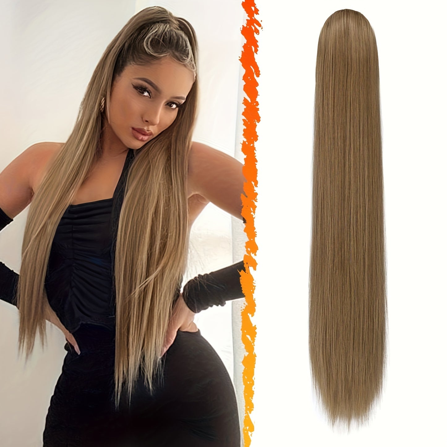 BARSDAR 66.04cm Straight Brown Clip-In Ponytail Hair Extensions - Heat-Resistant Synthetic Fiber Ponytail with Multi-Layered Hair Tail & Drawstring Closure, Natural-Looking Volume & Shine for Women, Daily Use & Special Events (No Maintenance Required)