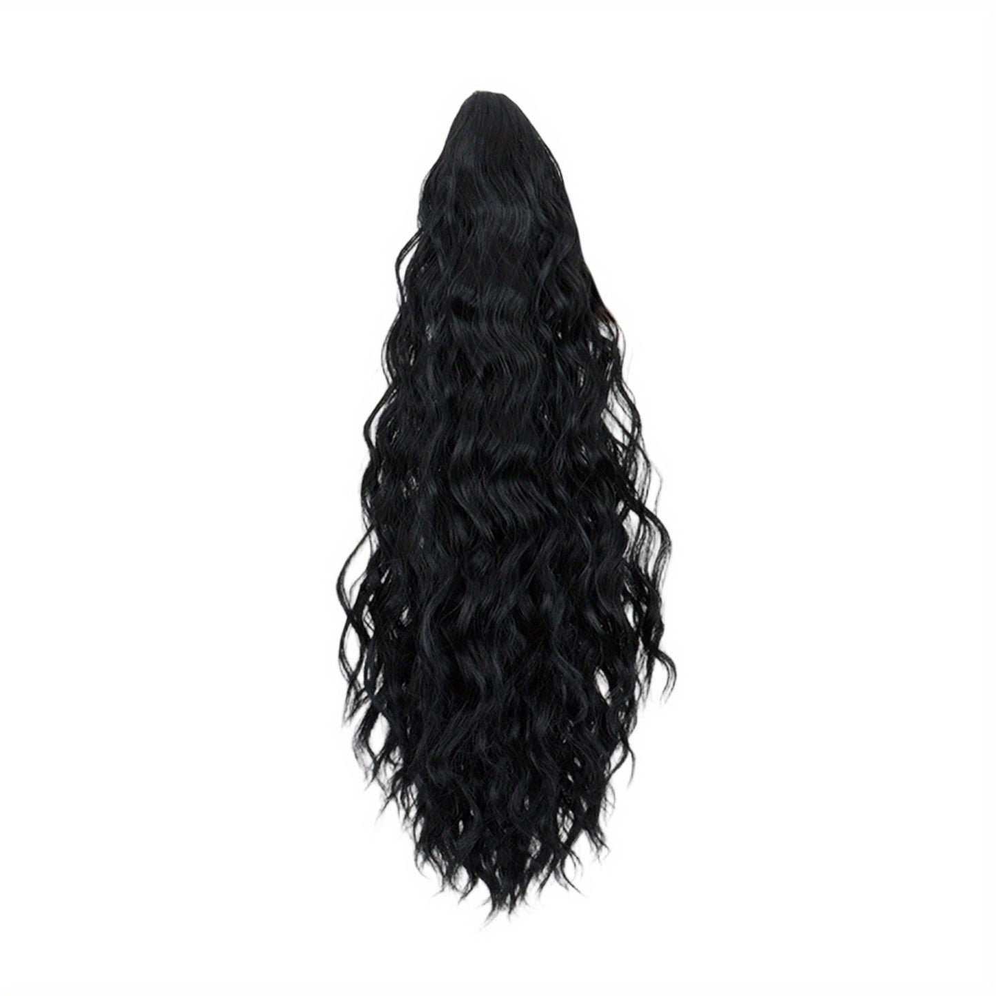 Long Wavy Ponytail Extension for Women - Natural Looking Black Clip-In Hairpiece with Secure Hold, Versatile for Daily Wear & Special Occasions, Easy Maintenance, Stylish Hair Accessory, Highquality Hairpiece
