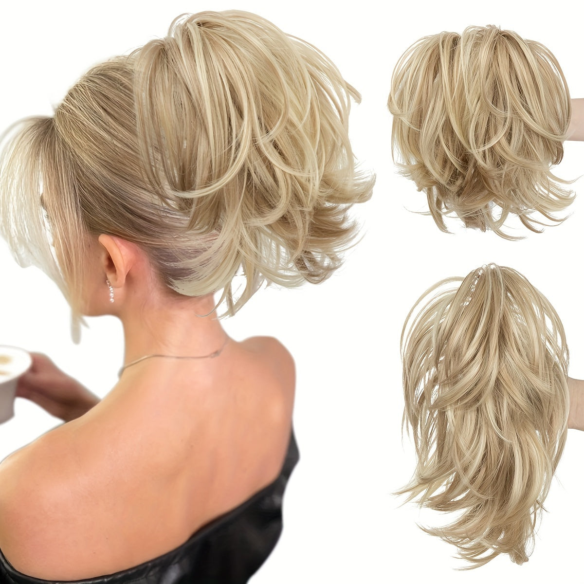 Instant Updo Hair Piece - Messy Bun, Short Synthetic Ponytail, And Chignon Extensions For Women- Claw Clip Hair Extension For Effortless Style Halloween Christmas