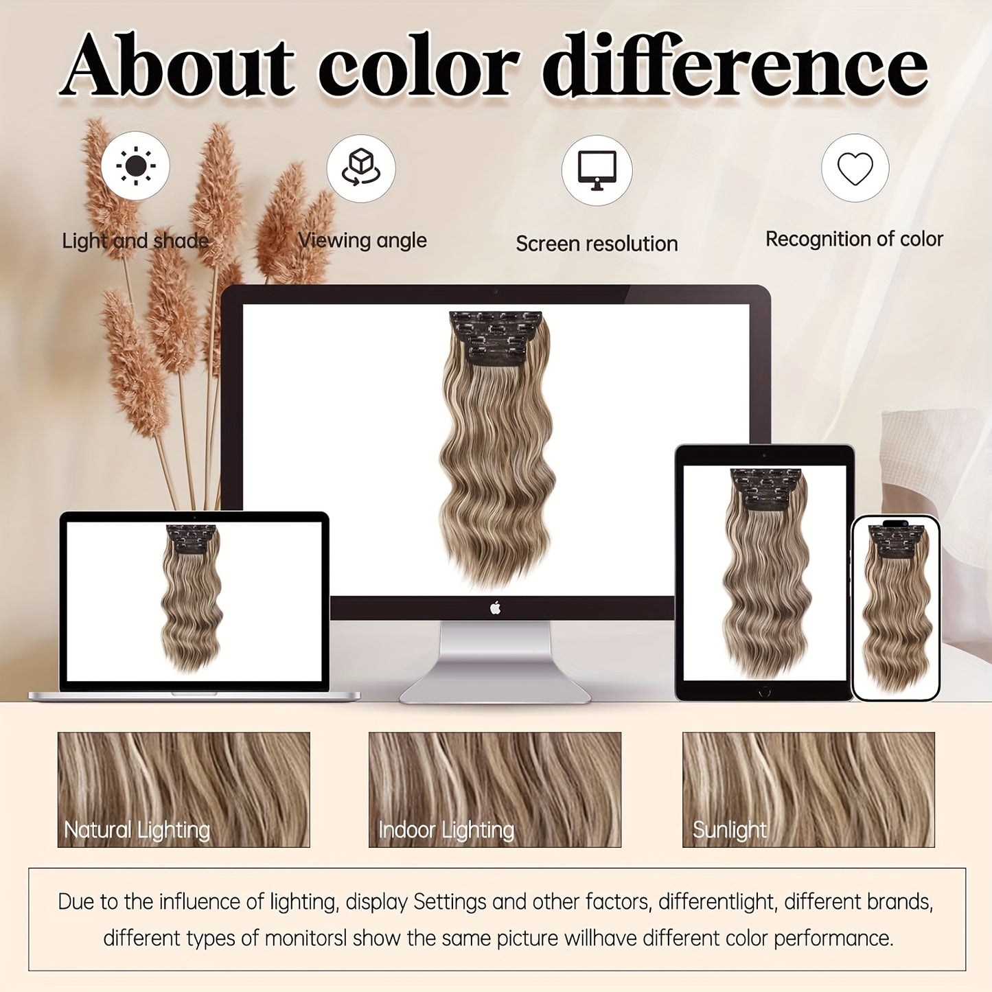 [Heat-Resistant Hair Extensions] 4pcs 20 Inch Long Wavy Synthetic Clip-In Hair Extensions - Chocolate Brown with Blonde Highlights, Heat-Resistant, Adds Volume & Dimension, Fits All Hair Types & Ethnicities, Naturallooking Dimensional Hairpieces for Women