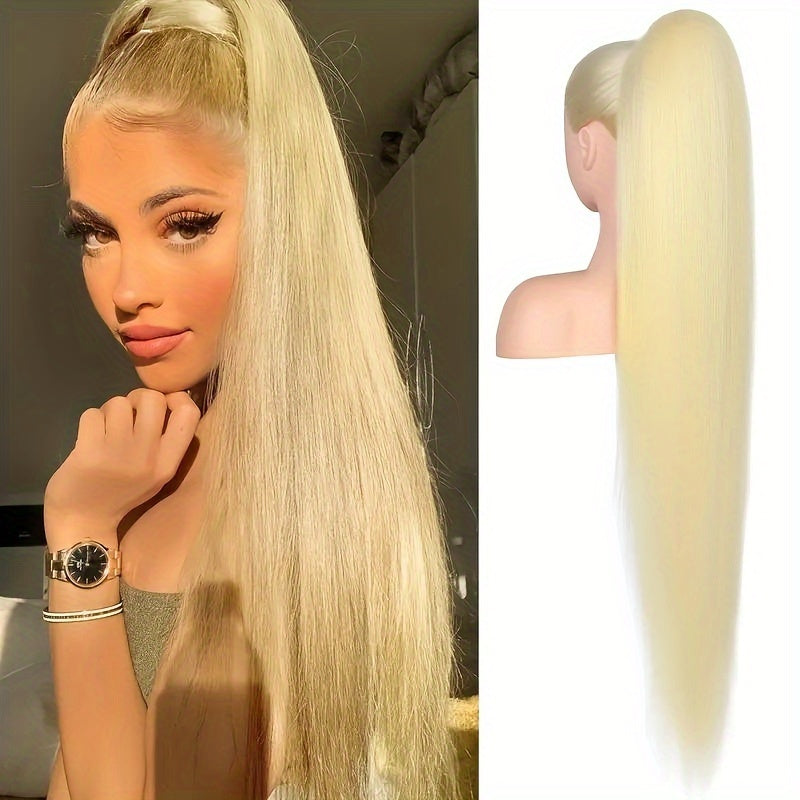 91.44cm Long Ponytail Hair Extensions, 91.44 cm Long Straight Drawstring Ponytail Synthetic Fake Ponytail Soft Clip-In Hair Extensions Ponytail Women's Daily Wear Holiday Party Wear Halloween Christmas