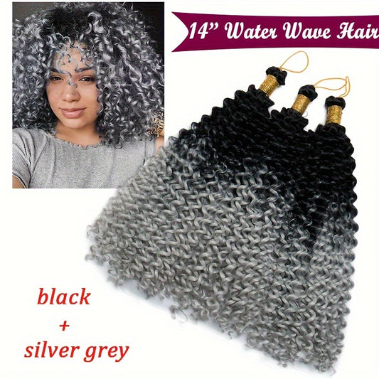 14inch/35cm Handmade 3Packs Afro Water Wave Crochet Hair Deep Wave Weaving Braid Synthetic Hair Extensions Hairpiece Kinky Curly Ocean Braids Hairpieces Ombre Bundles Bulk Hair Halloween Christmas Party Daily Use For Black Women