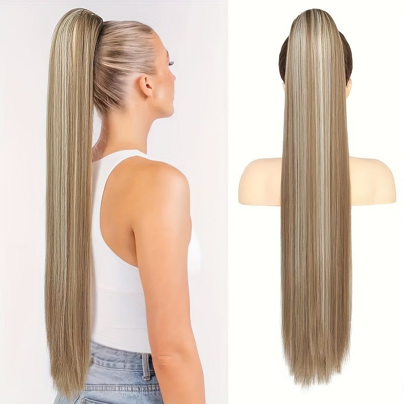 91.44cm Long Ponytail Hair Extensions, 91.44 cm Long Straight Drawstring Ponytail Synthetic Fake Ponytail Soft Clip-In Hair Extensions Ponytail Women's Daily Wear Holiday Party Wear Halloween Christmas