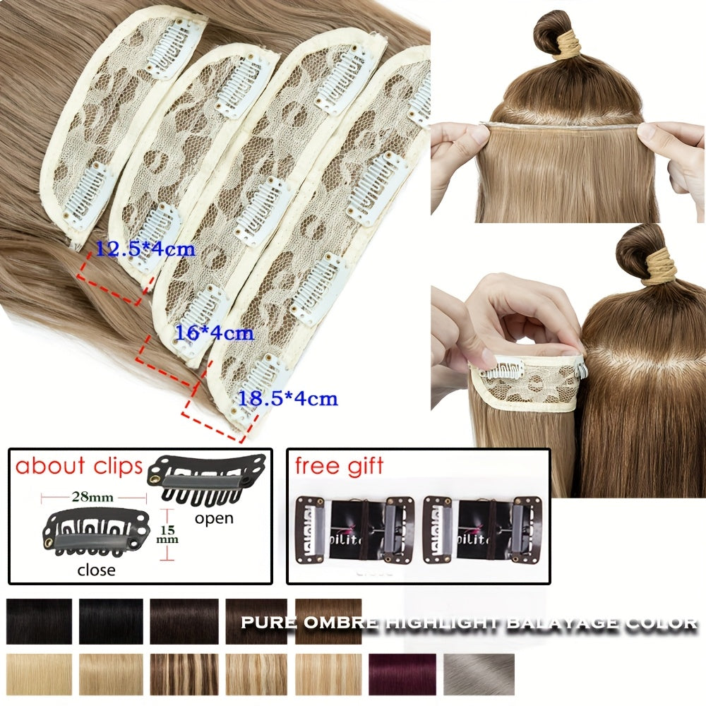 Clip In Hair Extensions Synthetic Fiber Hair, 55.88 cm 185g 4pcs 11clips Clip In Synthetic Hair Coloured Remy Long Kinky Curly Natural Soft Hairpieces For Women, Use For Daily Party, Wedding, Outgoing To Add Volumn To Show Your Beauty
