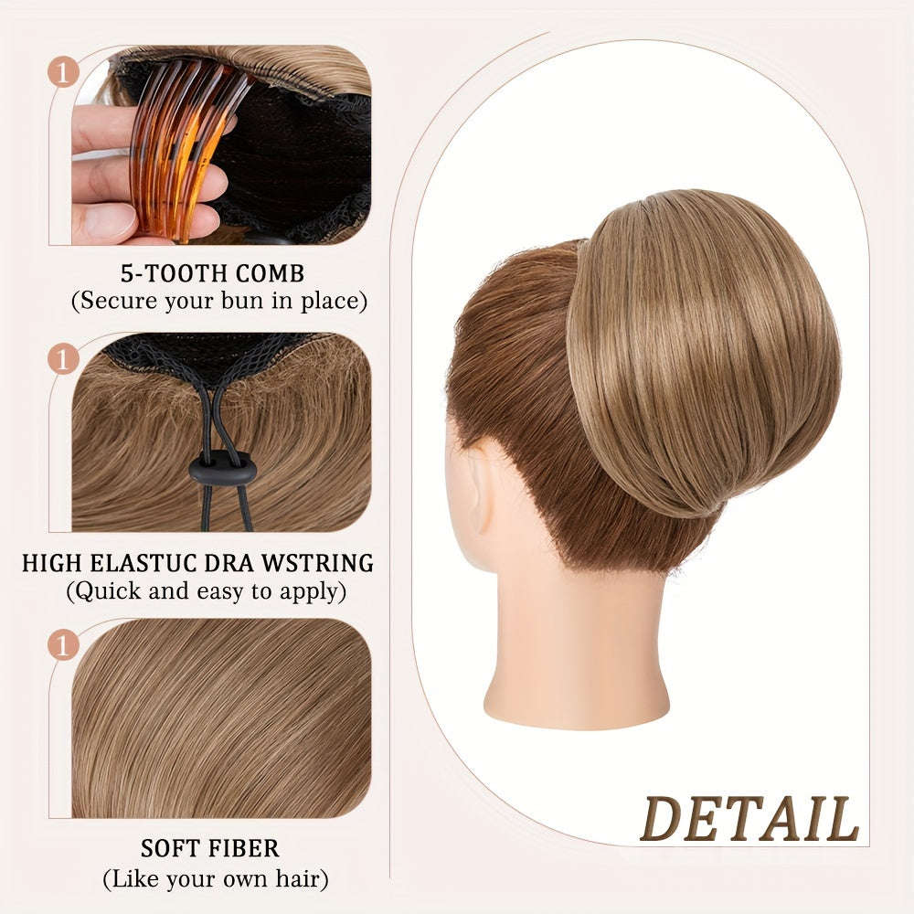 Detachable Long Comb Clip Style Bun Ponytail Drawstring Ponytail Hair Extensions Bun Wig Women's Short Ponytail Bun Halloween
