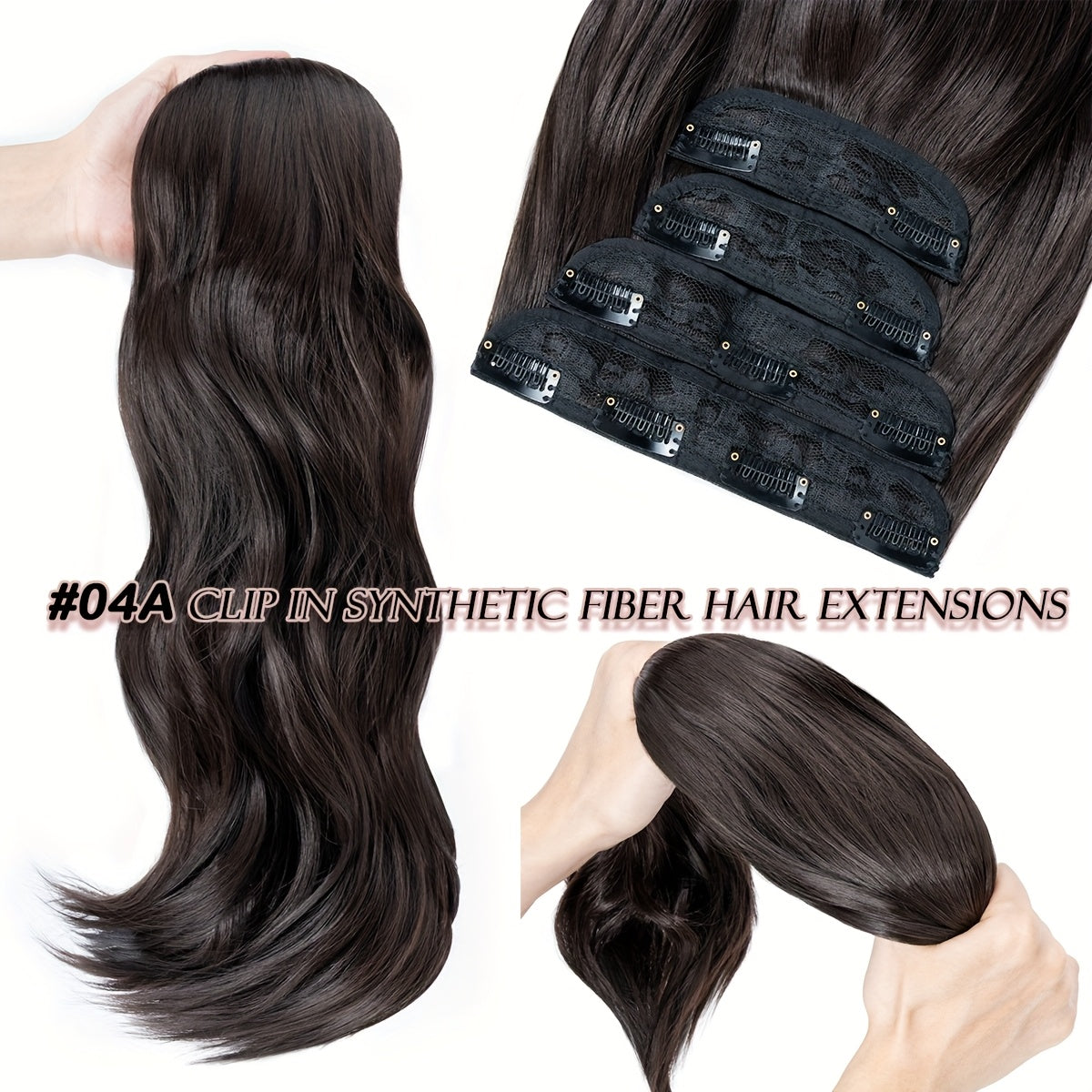 Clip In Hair Extensions Synthetic Fiber Hair, 55.88 cm 185g 4pcs 11clips Clip In Synthetic Hair Coloured Remy Long Kinky Curly Natural Soft Hairpieces For Women, Use For Daily Party, Wedding, Outgoing To Add Volumn To Show Your Beauty