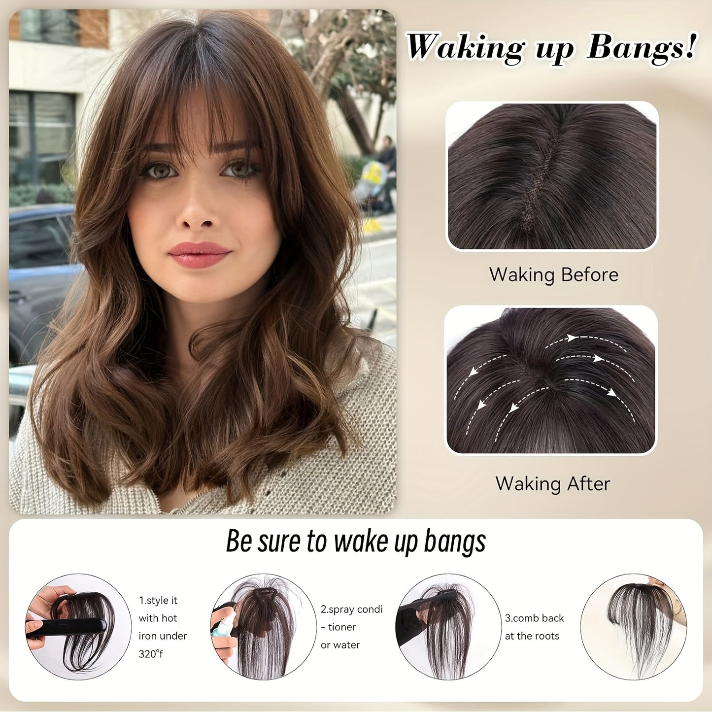 Mother's Day Thin 3D Wispy Air Fringe Bangs Clip in 100% Real Remy Human Hair Front Hairpiece 360° Cover Easy to Install Black Brown