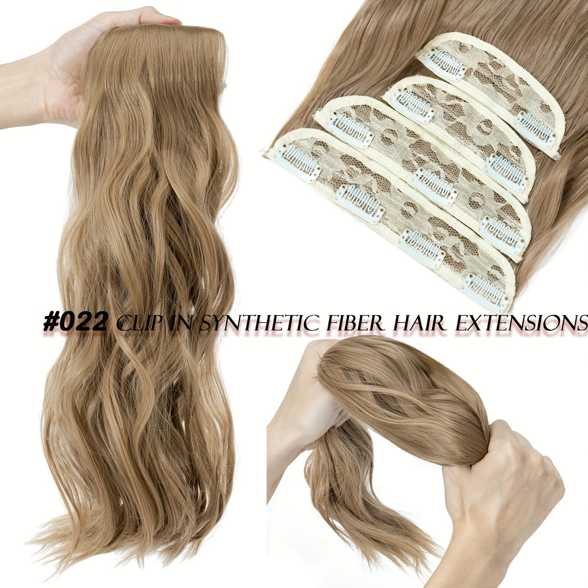 Clip In Hair Extensions Synthetic Fiber Hair, 55.88 cm 185g 4pcs 11clips Clip In Synthetic Hair Coloured Remy Long Kinky Curly Natural Soft Hairpieces For Women, Use For Daily Party, Wedding, Outgoing To Add Volumn To Show Your Beauty