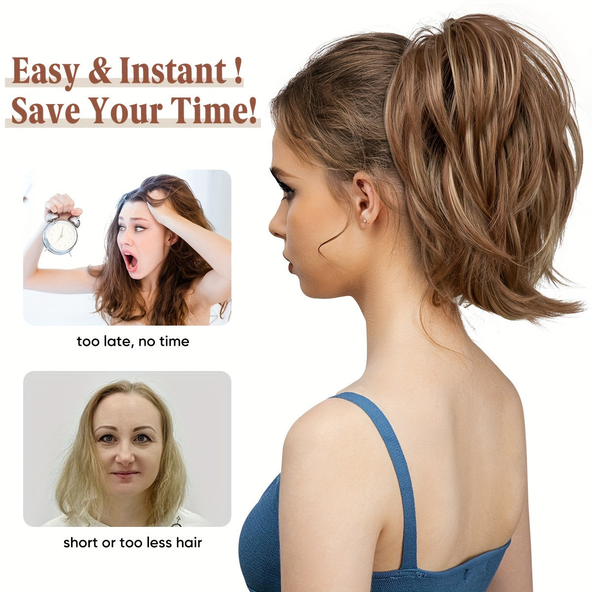 Instant Updo Hair Piece - Messy Bun, Short Synthetic Ponytail, And Chignon Extensions For Women- Claw Clip Hair Extension For Effortless Style Halloween Christmas