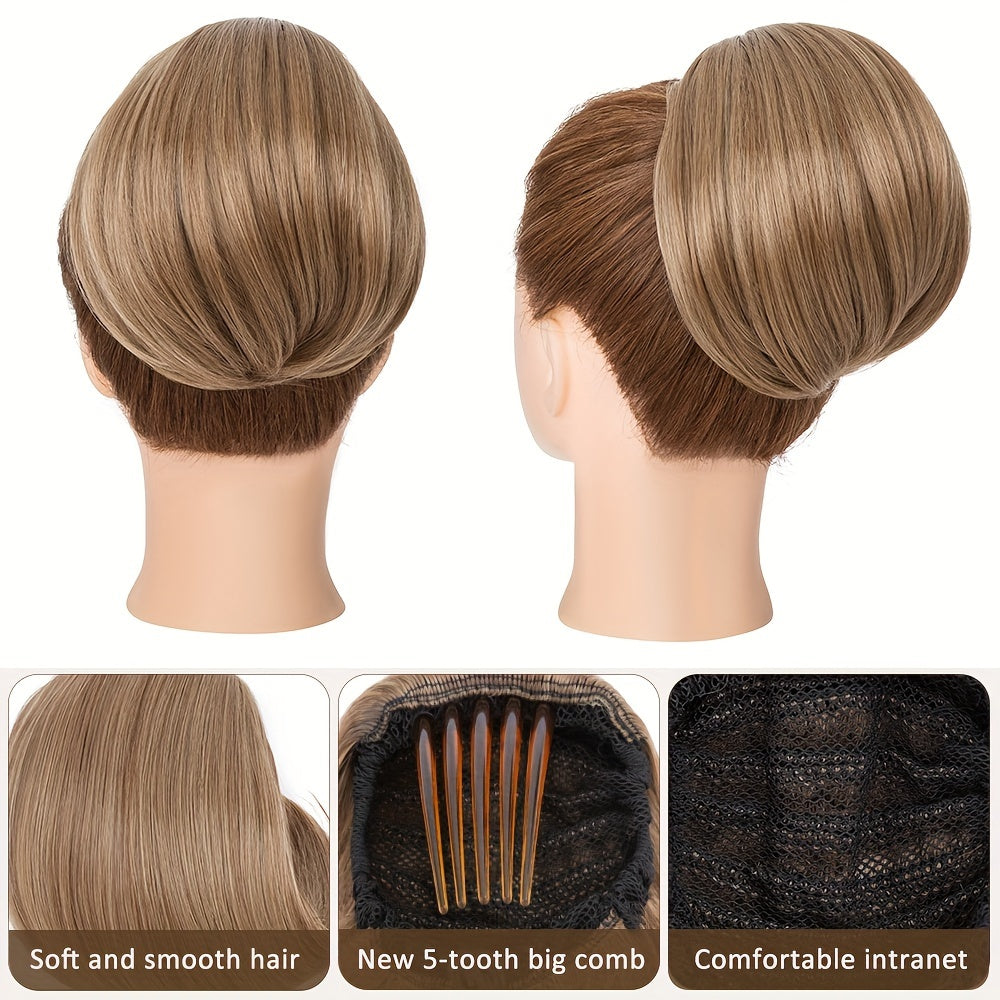 Detachable Long Comb Clip Style Bun Ponytail Drawstring Ponytail Hair Extensions Bun Wig Women's Short Ponytail Bun Halloween